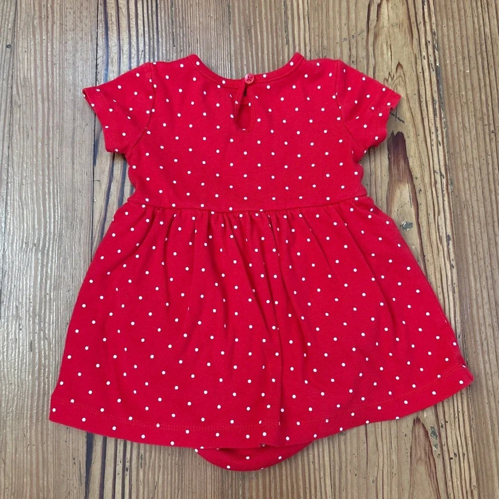 Carter's Bodysuit Dress Girls Red Polka Dot Santa Pockets SIZE 9m